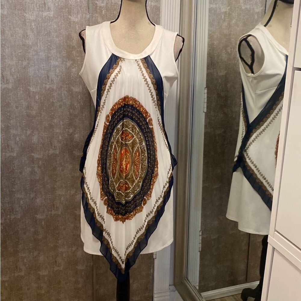 Phardi Sleeveless White scarf Dress, M